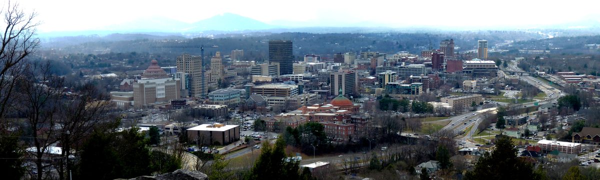 A panoramic view of downtown Asheville, North Carolina.